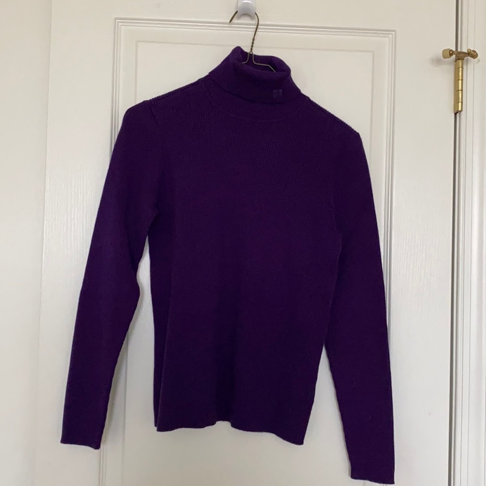 Women’s purple Lauren/Ralph Lauren medium turtleneck 100% cotton.